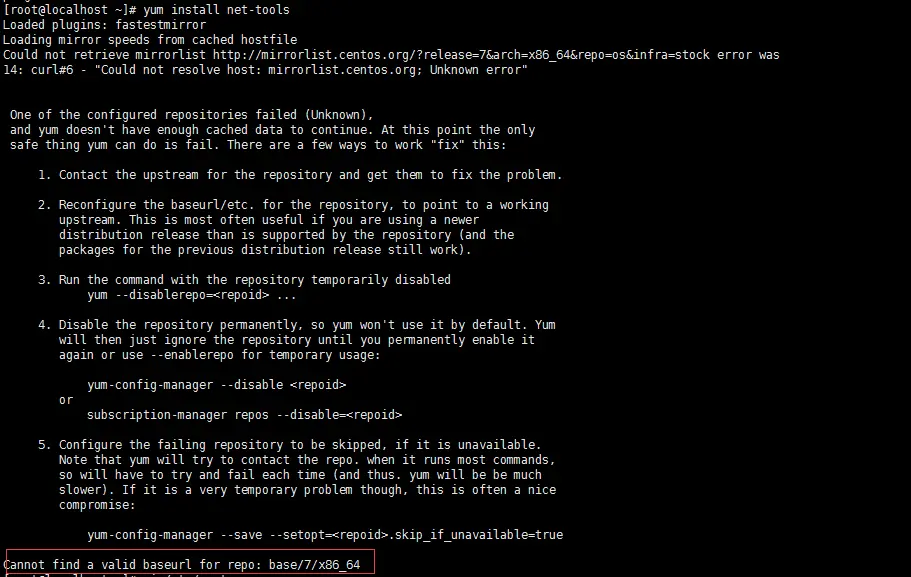 Cannot find a valid baseurl for repo base 7 x86 64 centos 7 как исправить