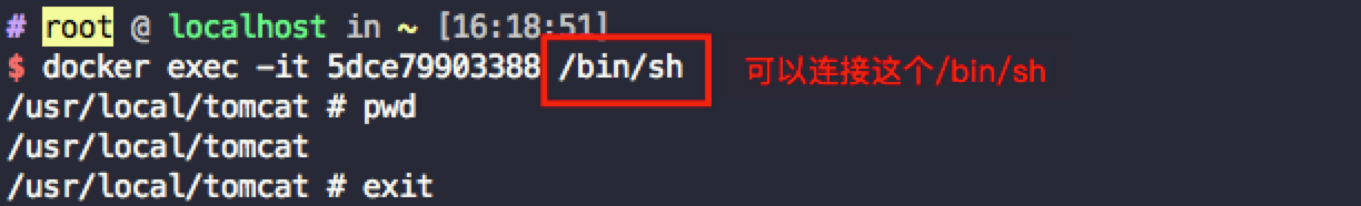 使用docker exec -it 2b725c3734a2 /bin/sh可以接入终端