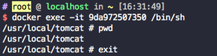 使用docker exec -it 9da972507350 /bin/sh进入容器终端