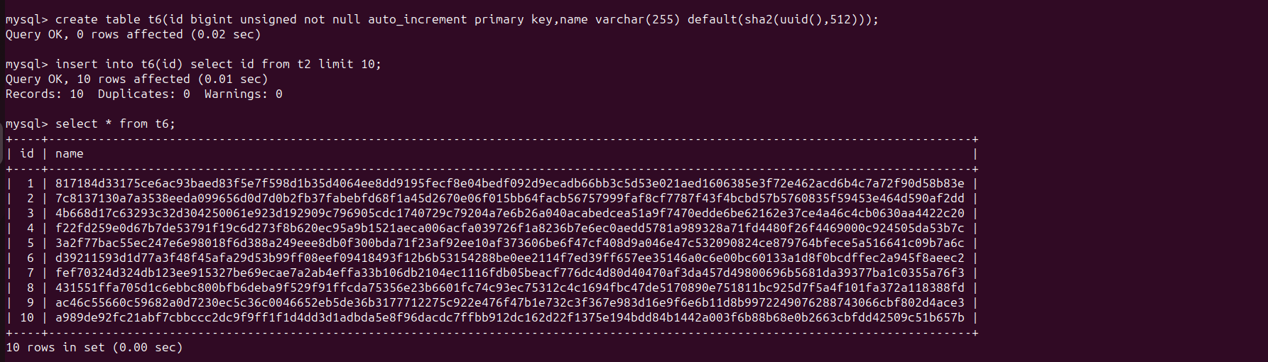 Mysql Set Column Default Value As Sha2