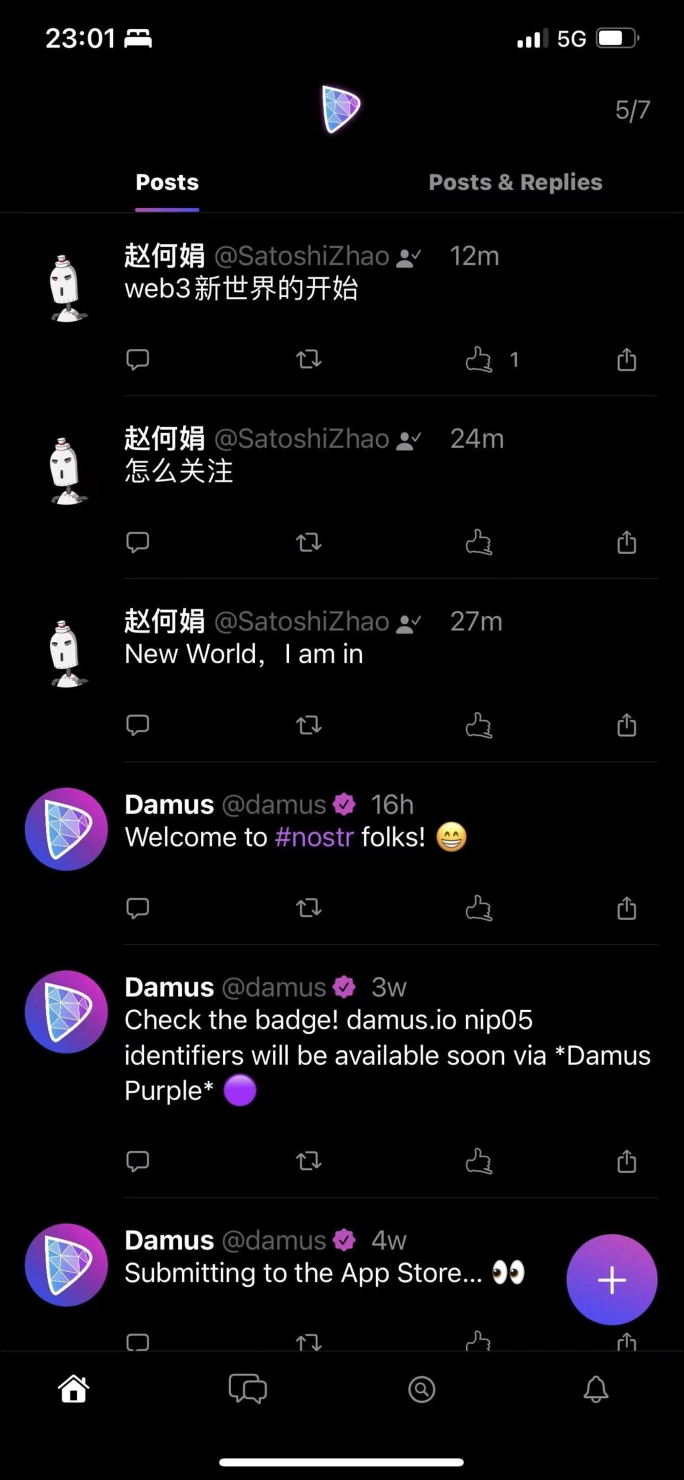 Damus 的客户端界面