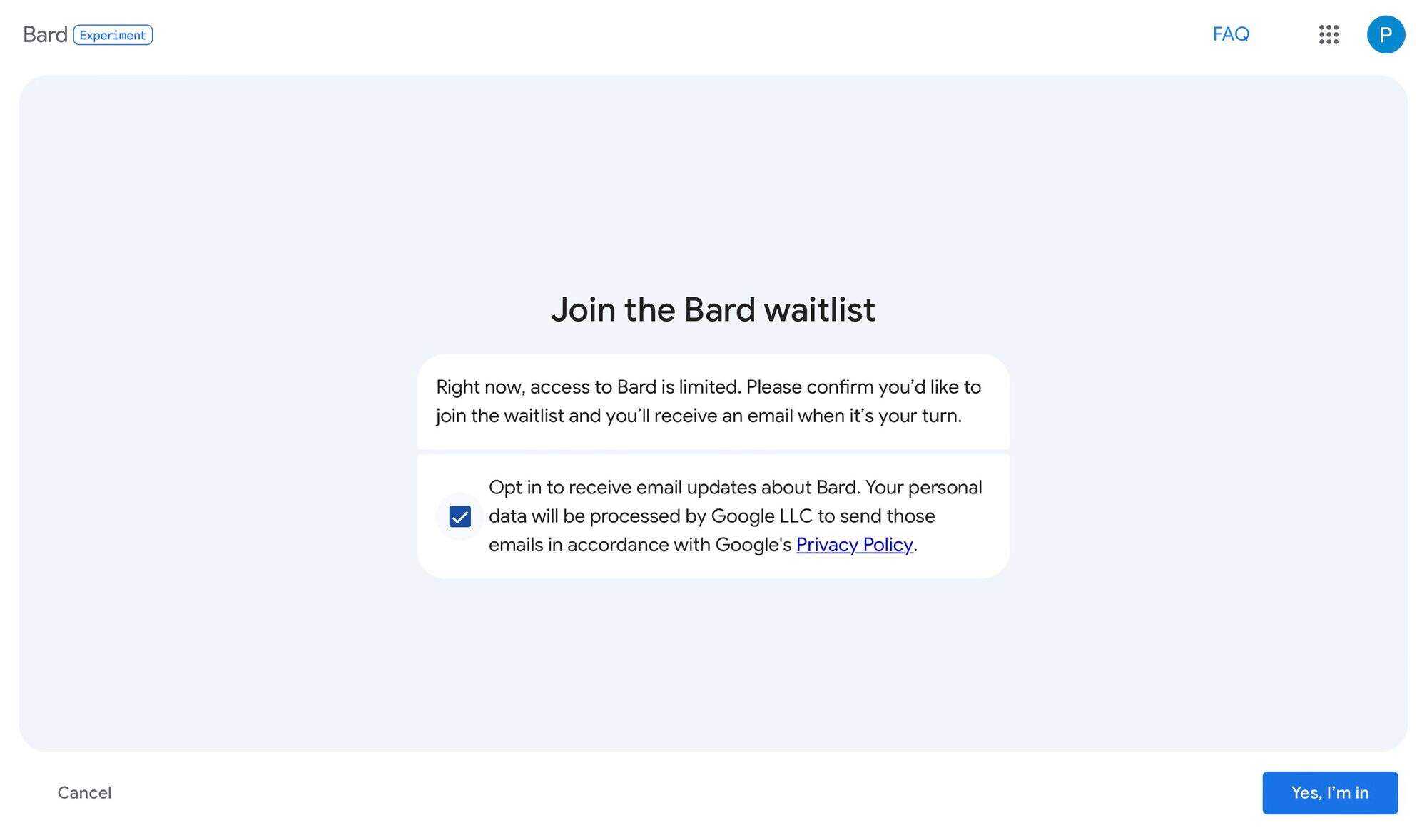 Google Bard 现已开放内测申请