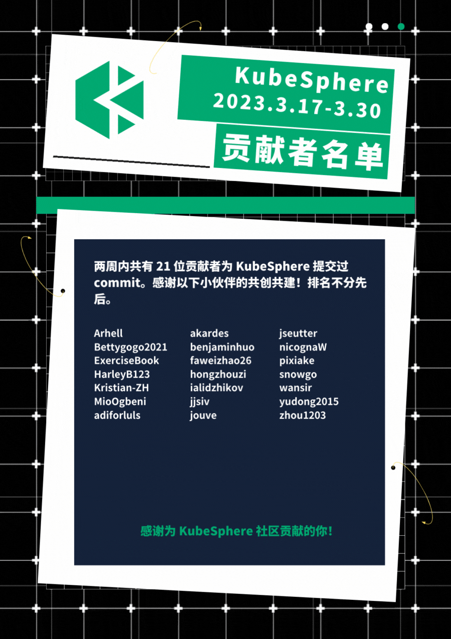 KubeSphere 社区双周报 | 4.8 深圳站 Meetup 火热报名中 | 2023.3.17-3.30