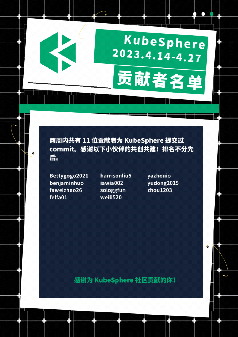 KubeSphere 社区双周报 | 杭州站 Meetup 议题征集中 | 2023.04.14-04.27