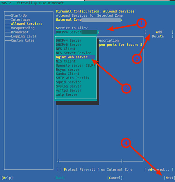 Adjust the SUSE Linux Firewall for Nginx