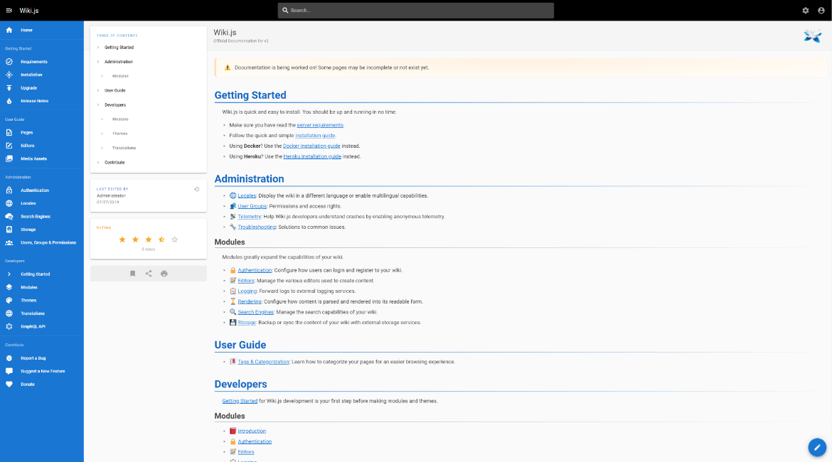 Wiki.js Screenshot