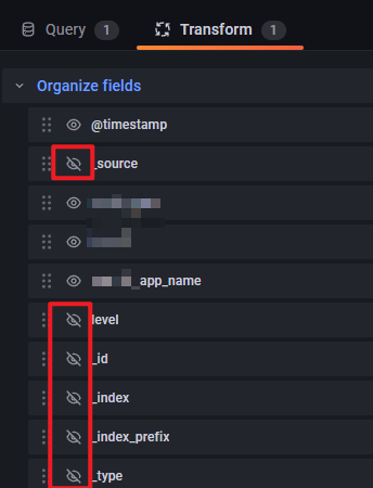 Logs panel Transform